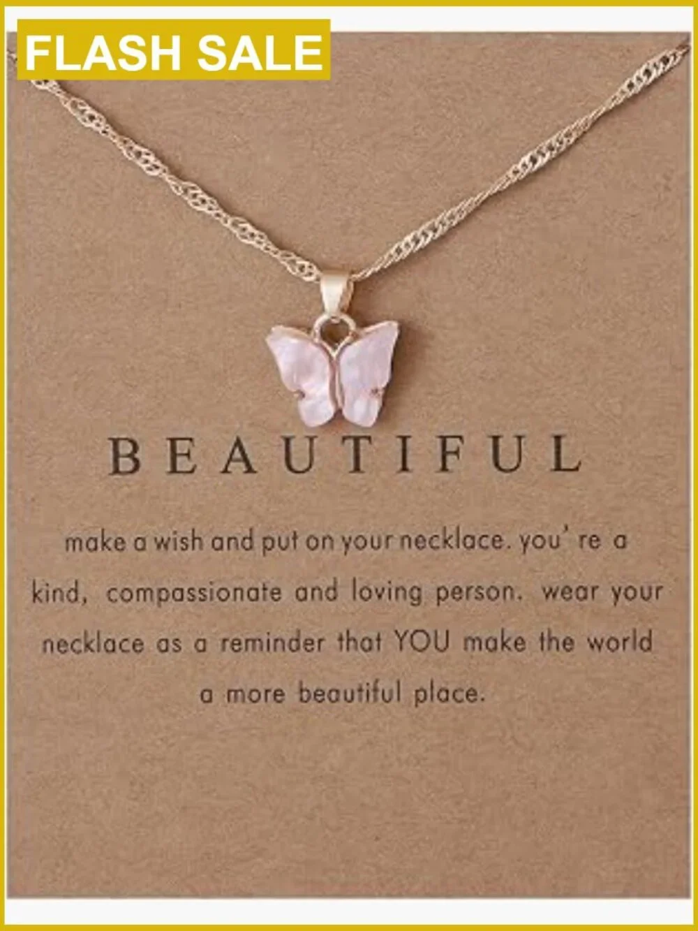 Acrylic Butterfly Pendant Necklace Adjustable Chain Lightweight Insect Jewelry